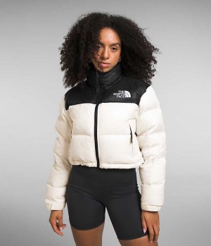 Doudoune The North Face Nuptse Corta Femme Blanche Noir | PARIS KGMTC