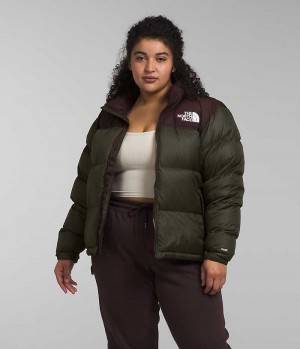 Doudoune The North Face Plus 1996 Retro Nuptse Femme Vert Marron | FRANCE WBXUI