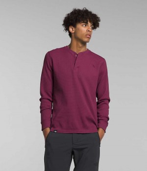 T-Shirt The North Face Canyon Fog Thermal Long Sleeve Henley Homme Fushia | FR EAQTS