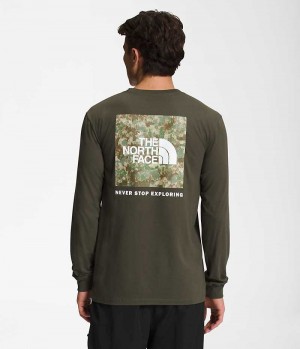 T-Shirt The North Face Long Sleeve Box NSE Homme Vert Olive | FR PYZGL