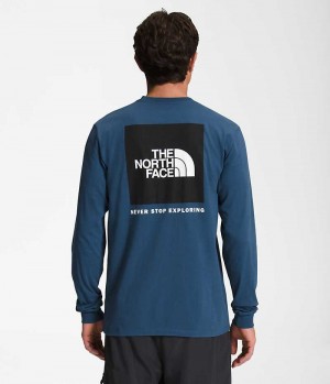 T-Shirt The North Face Long Sleeve Box NSE Homme Bleu | FRANCE MBNIG