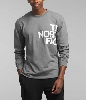 T-Shirt The North Face Long Sleeve Brand Proud Homme Grise | PARIS QDURV