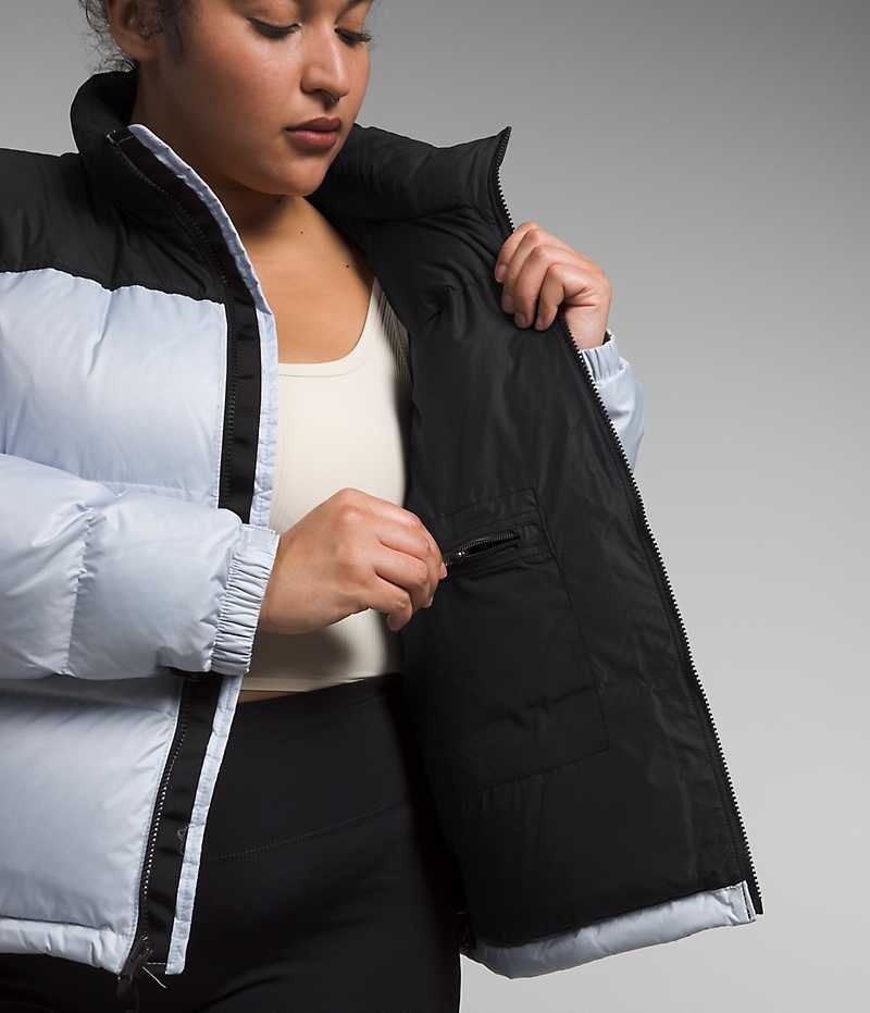 Doudoune The North Face Plus 1996 Retro Nuptse Femme Bleu Clair Noir | PARIS RJONK