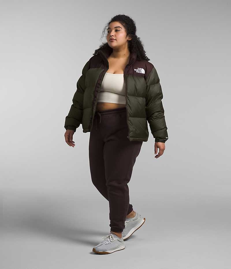 Doudoune The North Face Plus 1996 Retro Nuptse Femme Vert Marron | FRANCE WBXUI