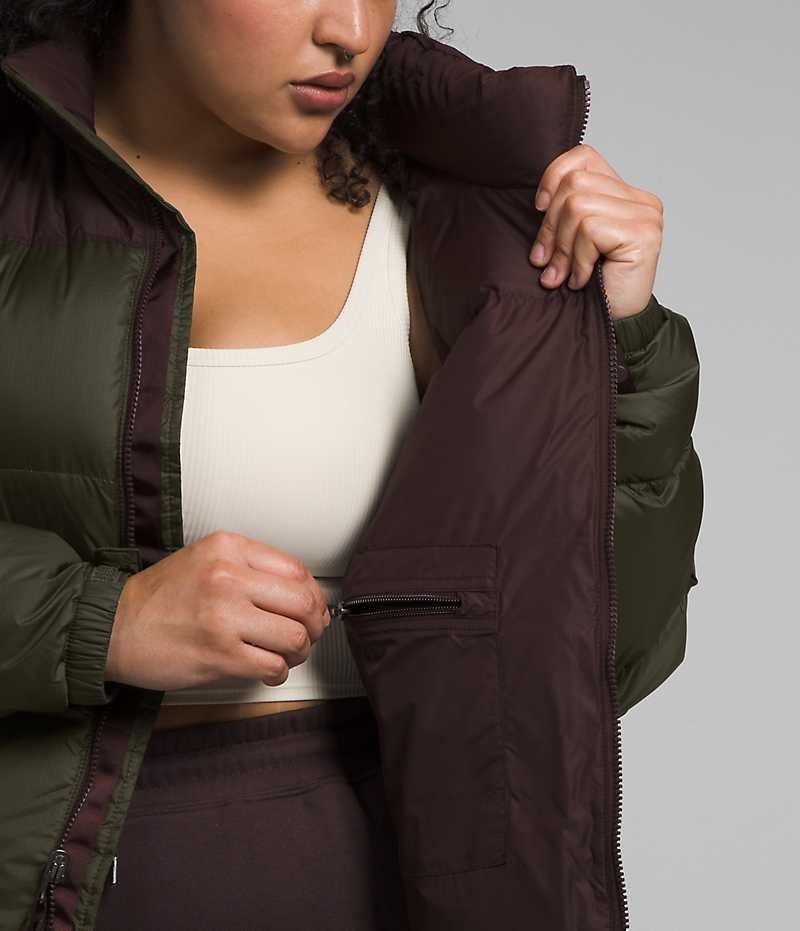 Doudoune The North Face Plus 1996 Retro Nuptse Femme Vert Marron | FRANCE WBXUI