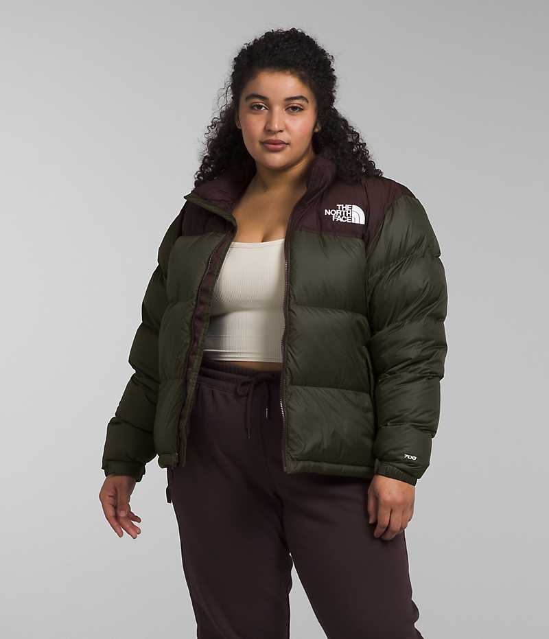 Doudoune The North Face Plus 1996 Retro Nuptse Femme Vert Marron | FRANCE WBXUI