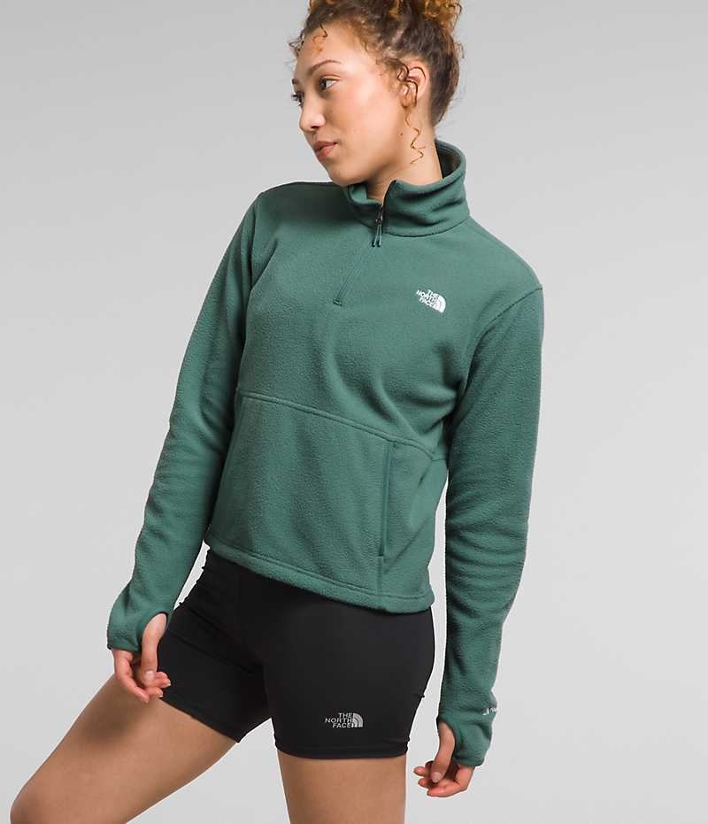 Sweatshirt The North Face Alpine Polartec® 100 ¼-Zip Cowl Femme Vert | FRANCE DTBLW