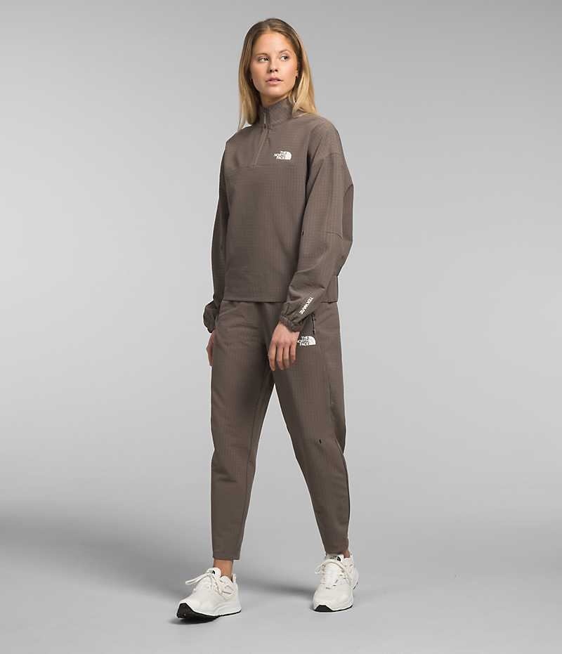 Sweatshirt The North Face Tekware™ Grid 1/4 Zip Femme Marron | PARIS FGJPU