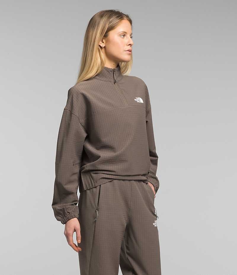 Sweatshirt The North Face Tekware™ Grid 1/4 Zip Femme Marron | PARIS FGJPU