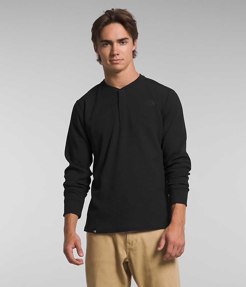 T-Shirt The North Face Canyon Fog Thermal Long Sleeve Henley Homme Noir | FRANCE OWVCH