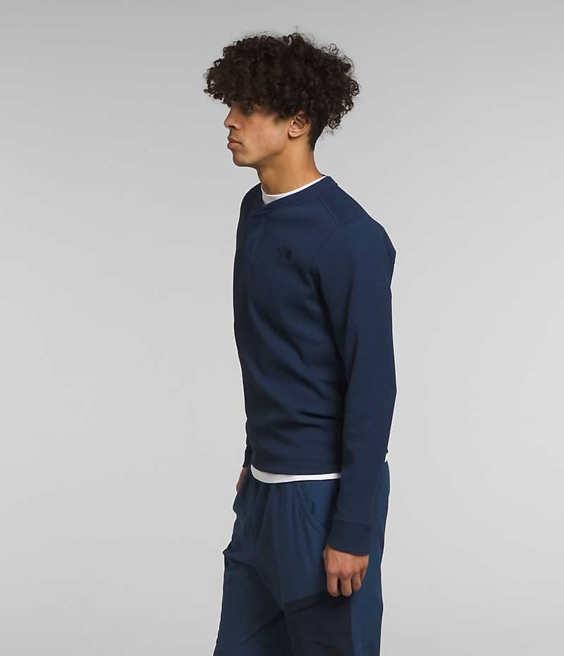 T-Shirt The North Face Canyon Fog Thermal Long Sleeve Henley Homme Bleu Marine | FRANCE ILXTJ