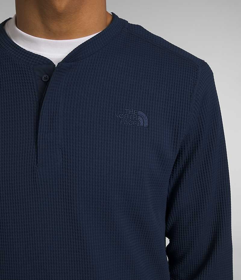 T-Shirt The North Face Canyon Fog Thermal Long Sleeve Henley Homme Bleu Marine | FRANCE ILXTJ