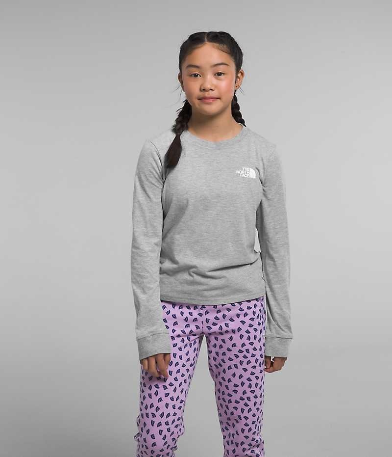 T-Shirt The North Face Long Sleeve Graphique Fille Grise Clair | PARIS CMUDP