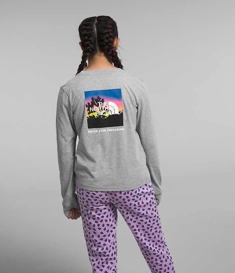 T-Shirt The North Face Long Sleeve Graphique Fille Grise Clair | PARIS CMUDP