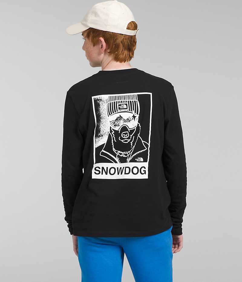 T-Shirt The North Face Long Sleeve Graphique Garcon Noir | FRANCE MIQCR