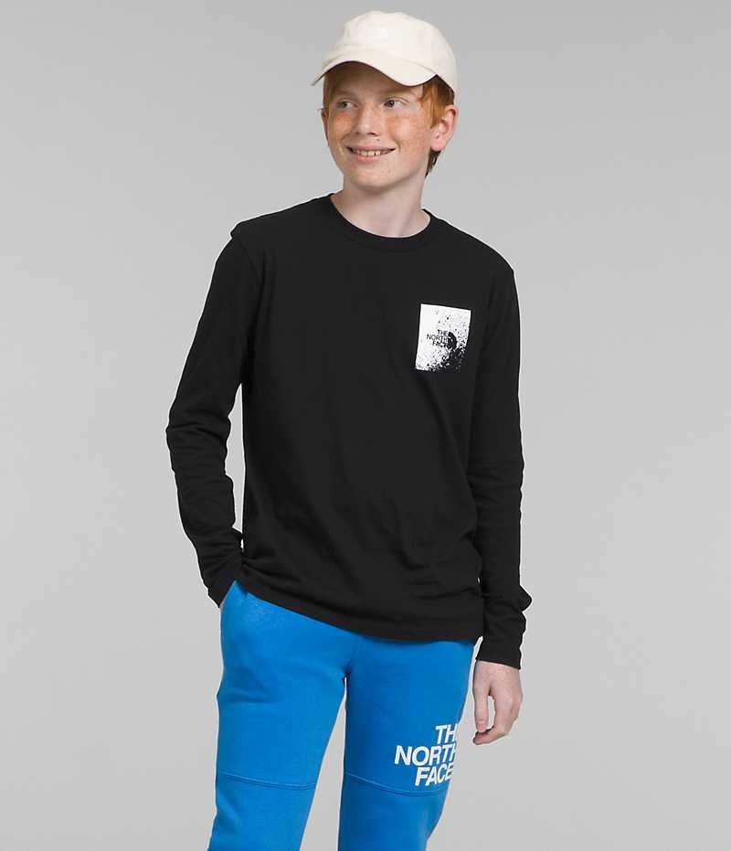 T-Shirt The North Face Long Sleeve Graphique Garcon Noir | FRANCE MIQCR