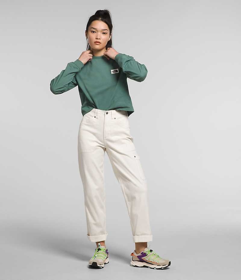 T-Shirt The North Face Long Sleeve Heritage Patch Femme Vert | FRANCE FCXAE