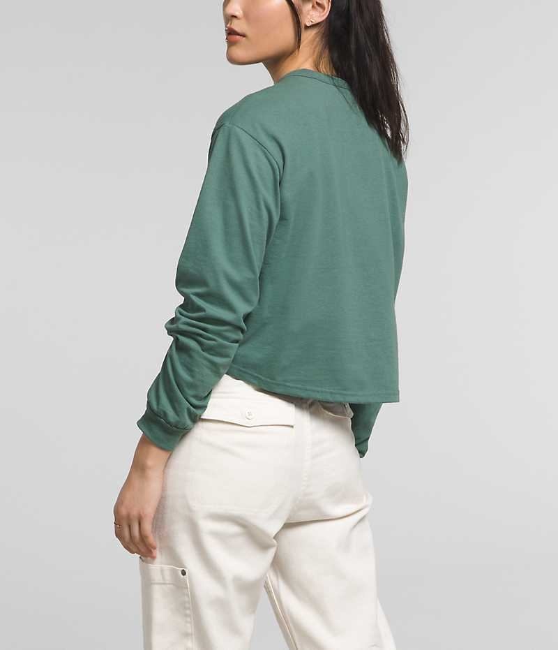 T-Shirt The North Face Long Sleeve Heritage Patch Femme Vert | FRANCE FCXAE