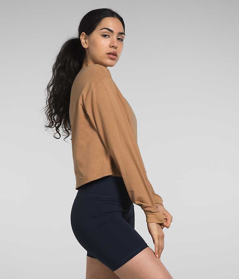 T-Shirt The North Face Long Sleeve Heritage Patch Femme Marron | PARIS BUTLS