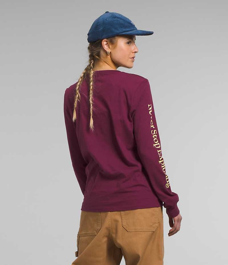 T-Shirt The North Face Long Sleeve Places We Love Femme Bordeaux | FR RCPOW