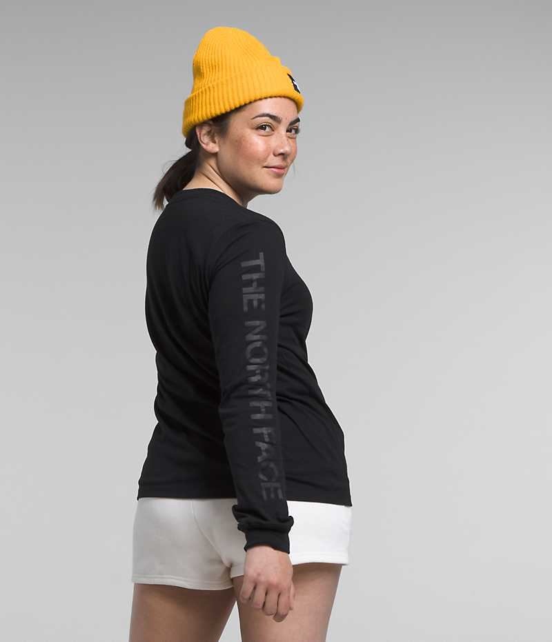 T-Shirt The North Face Long Sleeve Sleeve Hit Graphique Femme Noir | FRANCE EUGZT
