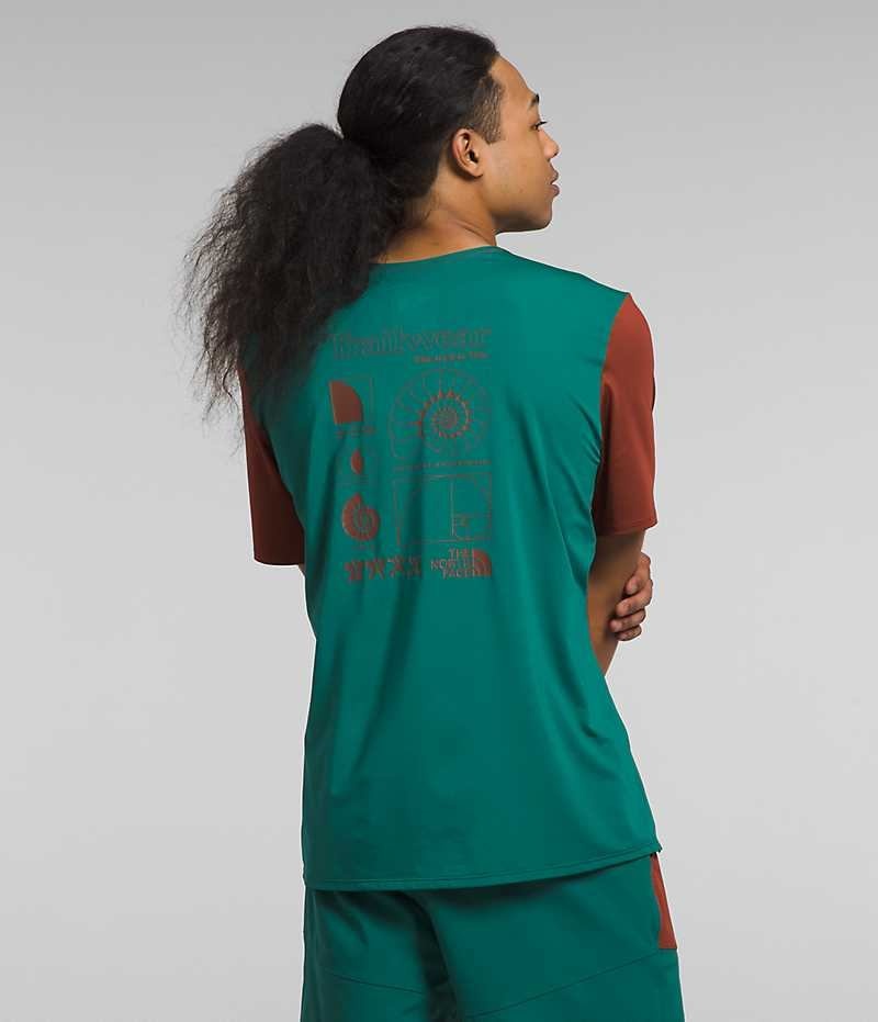 T-Shirt The North Face Trailwear Lost Coast Corta Sleeve Homme Marron Turquoise | PARIS KXRSQ