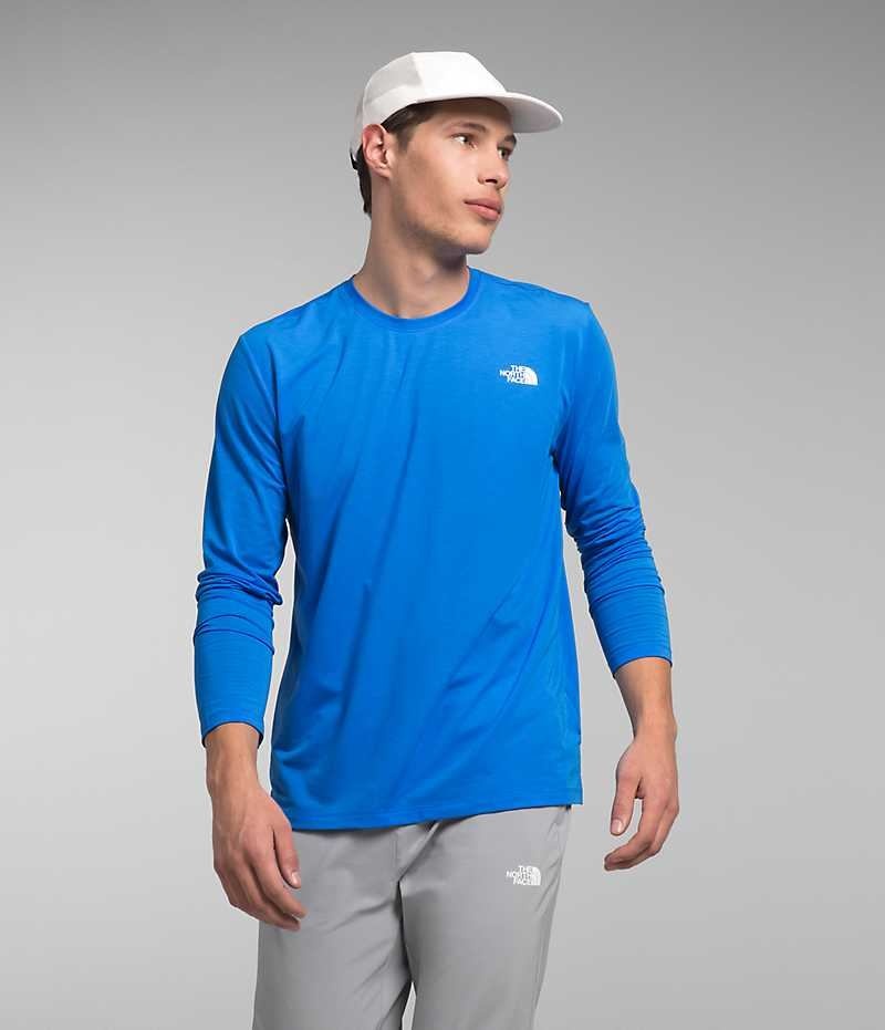 T-Shirt The North Face Wander Long Sleeve Homme Bleu | FRANCE RALYK